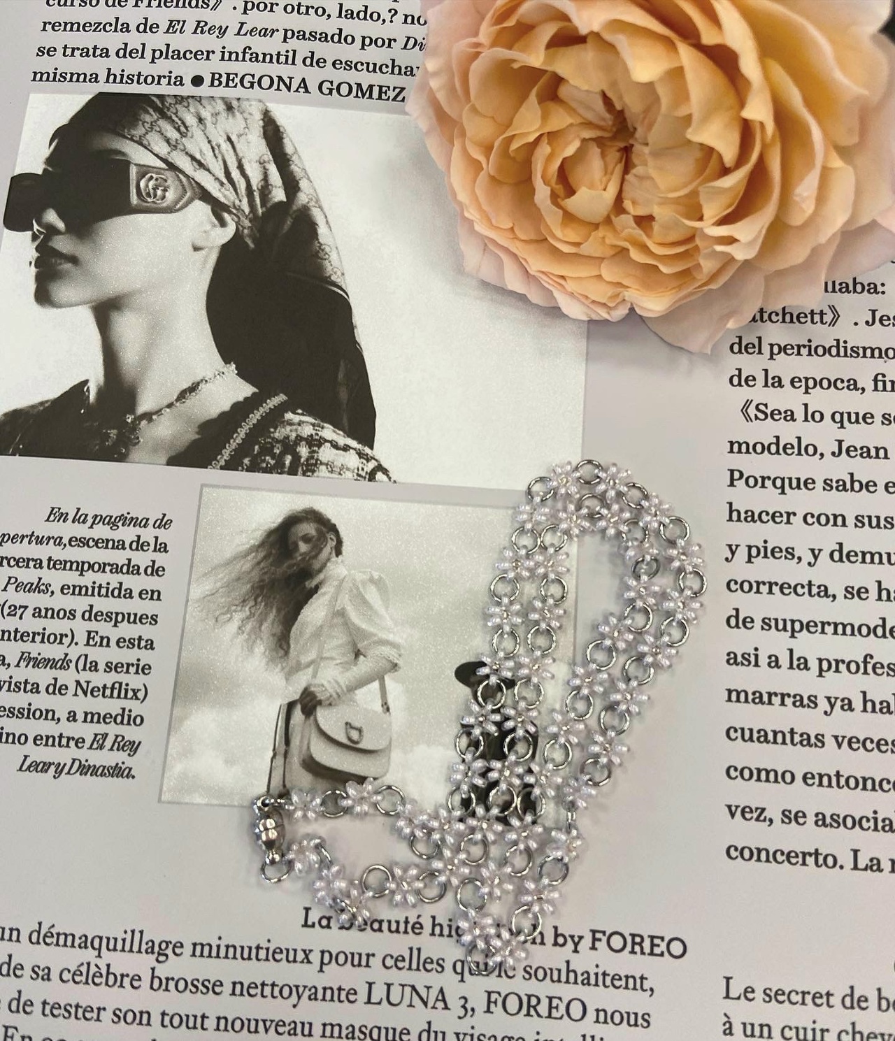 Цепочка из японского бисера цвет сиреневый